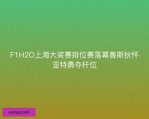 F1H2O上海大奖赛排位赛落幕鲁斯狄怀亚特勇夺杆位